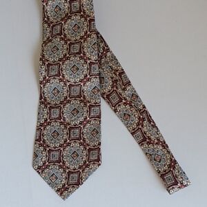Vintage Polo Ralph Lauren Men's Tie Handmade Silk Geometric Blue Medallion Print
